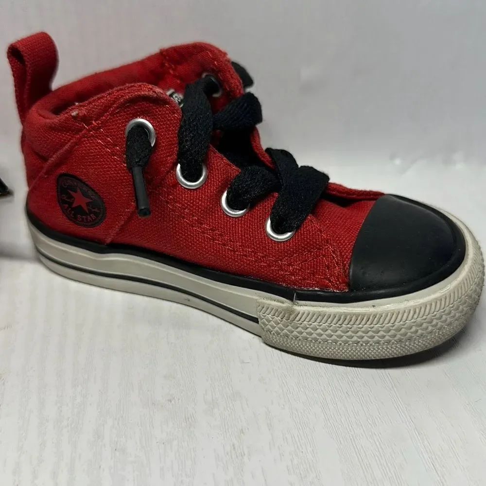 Converse Baby High Tops In Red, Black, And White, Infant Size‎ 5